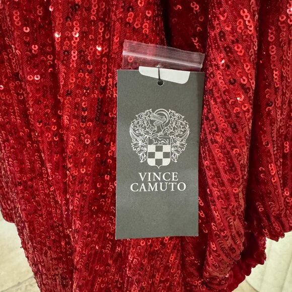 Vince Camuto Red Sequins Keyhole Neck Blouse. NWT - Picture 4 of 5